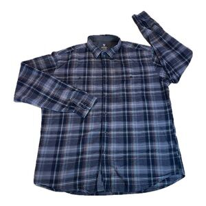 Mens XL Gray Plaid Flannel Long Sleeve Button Front Outdoor